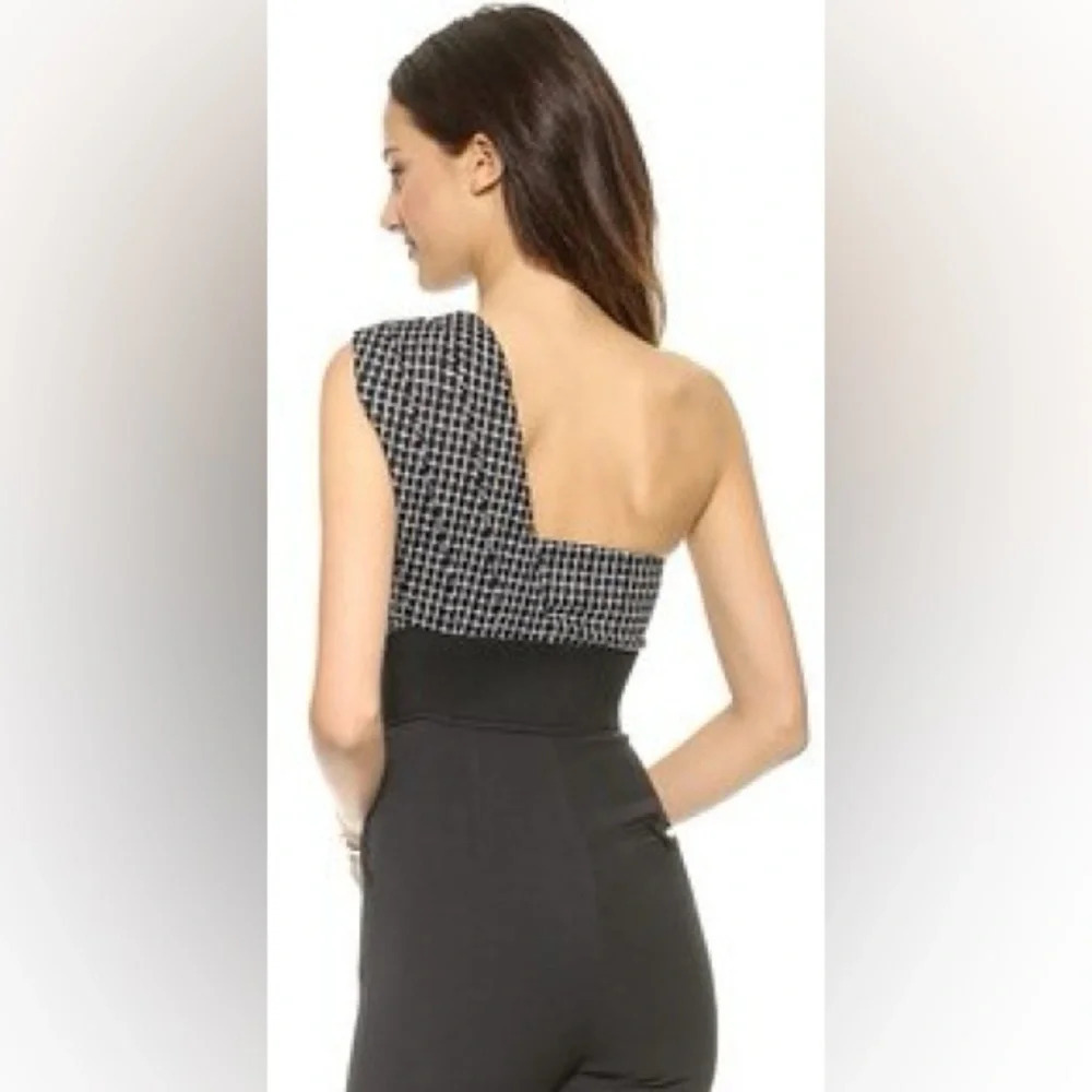 Self Portrait Black & White One Shoulder Jumpsuit Women’s Size 2 XS - Picture 3 of 10